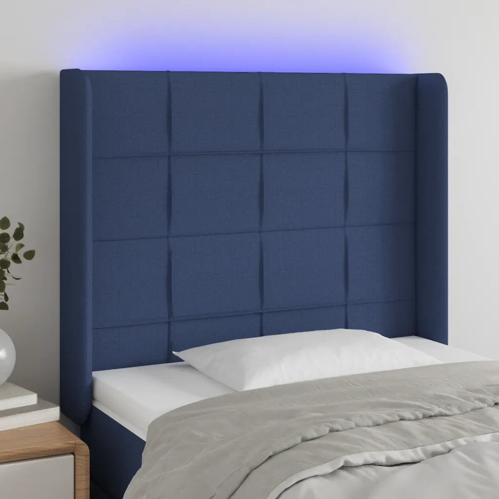 Testiera a LED-Testata con LED Blu 83x16x118/128 cm in Tessuto 668883