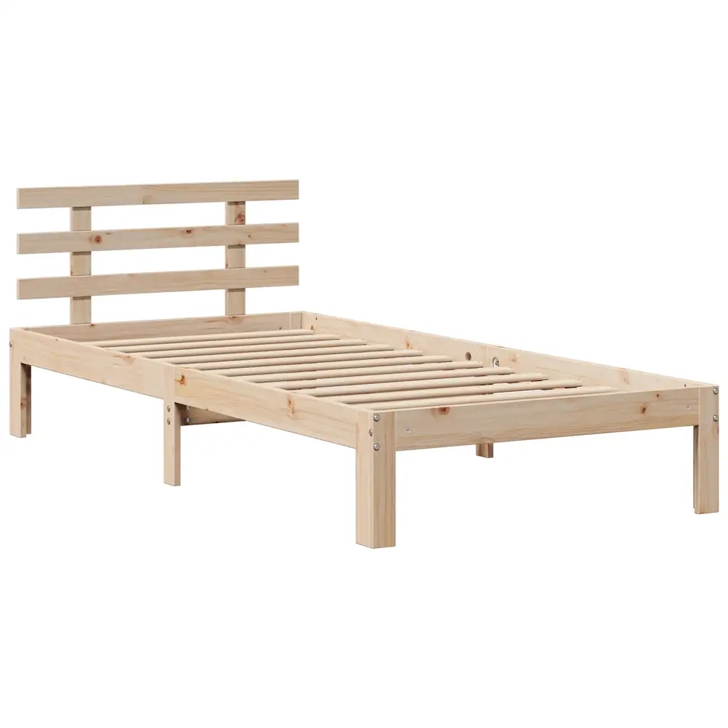 Letto Libreria senza Materasso 90x190 cm Legno Massello Pino 3322743