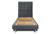 Letto 90x200 cm con testata imbottita - Tessuto velluto
