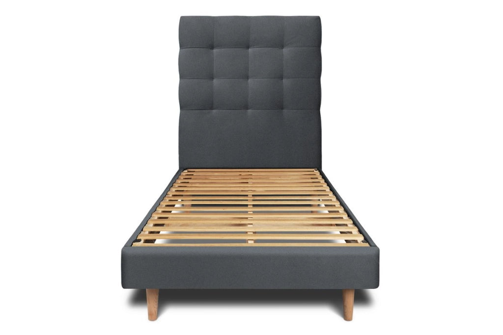 Letto 90x200 cm con testata imbottita - Tessuto velluto