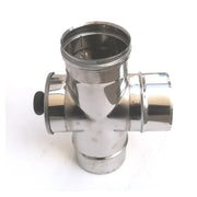 Raccordo a t da 120mm in acciaio inox croce con ispezione 5 decimi aisi 304