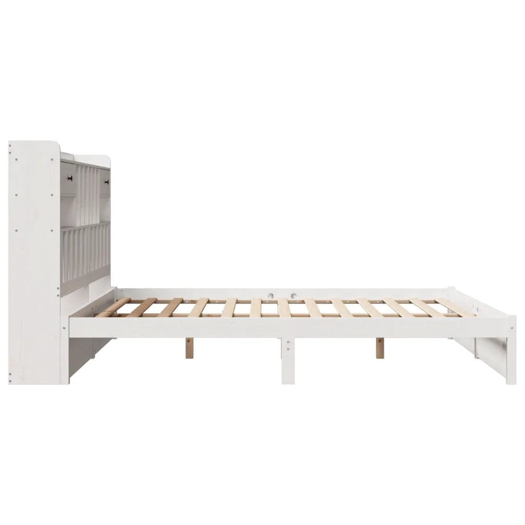 Giroletto con Libreria senza Materasso-Struttura Letto con contenitore 180x200 cm in Legno Pino 424834