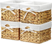 Set di 4 vasi di acquaiggiacinto intrecciati, organizzatore quadrato a mano intrecciata con contenitore per la casa, bambino, giocattoli, 18 x 18 x 14 cm