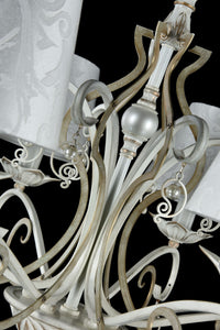 Lampadario Elegant in Metallo Monile Bianco con Oro