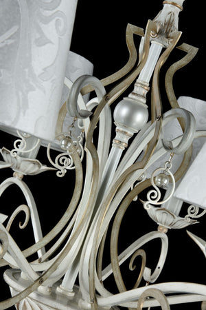 Lampadario Elegant in Metallo Monile Bianco con Oro