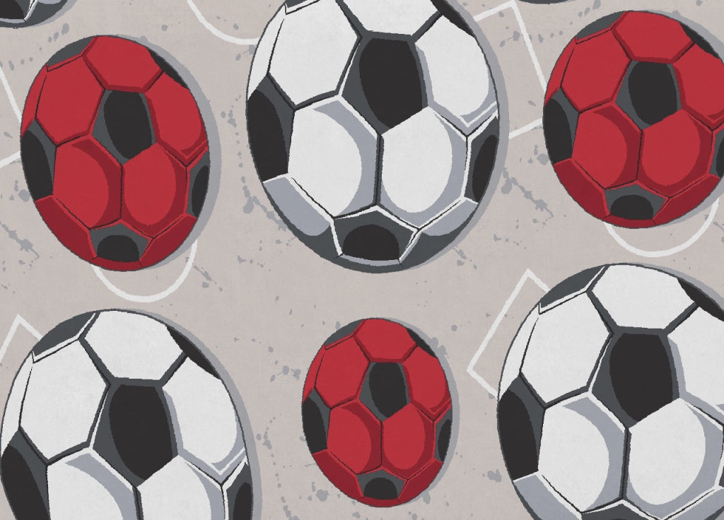 Telo Arredo Multiuso Linea Pensieri Delicati In 100% Cotone Disegno Calcio - Singolo - Rosso
