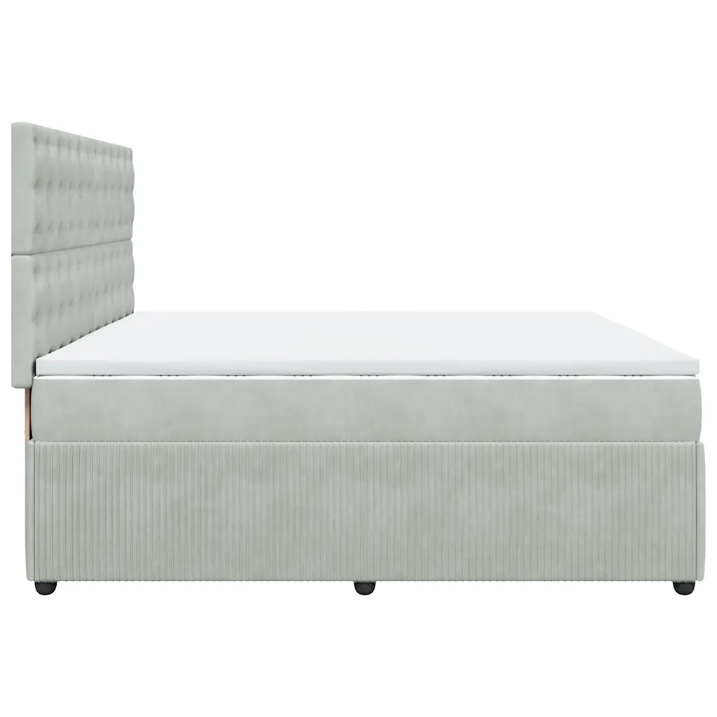Giroletto a Molle con Materasso Grigio Chiaro 200x200cm Velluto 3292442