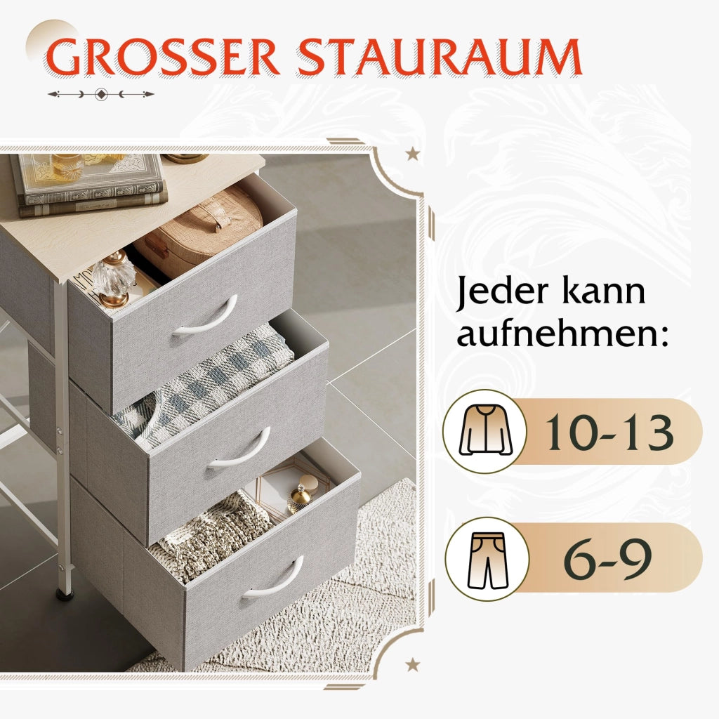 Cassettiera con 3 cassetti in tessuto ¨C zephmum ¨C grigio chiaro 60x40x80