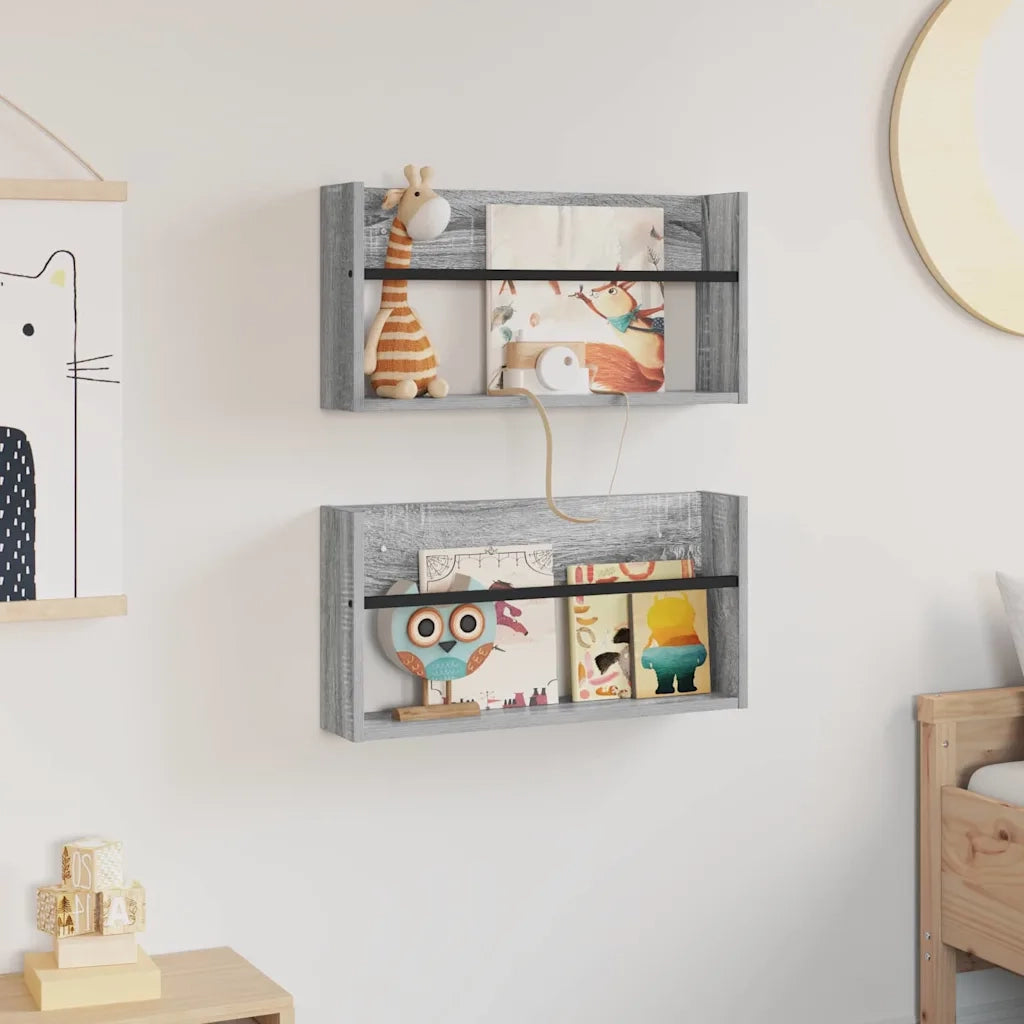 Scaffale per riviste 2 pcs Grigio Sonoma 60 x 12 x 30 cm