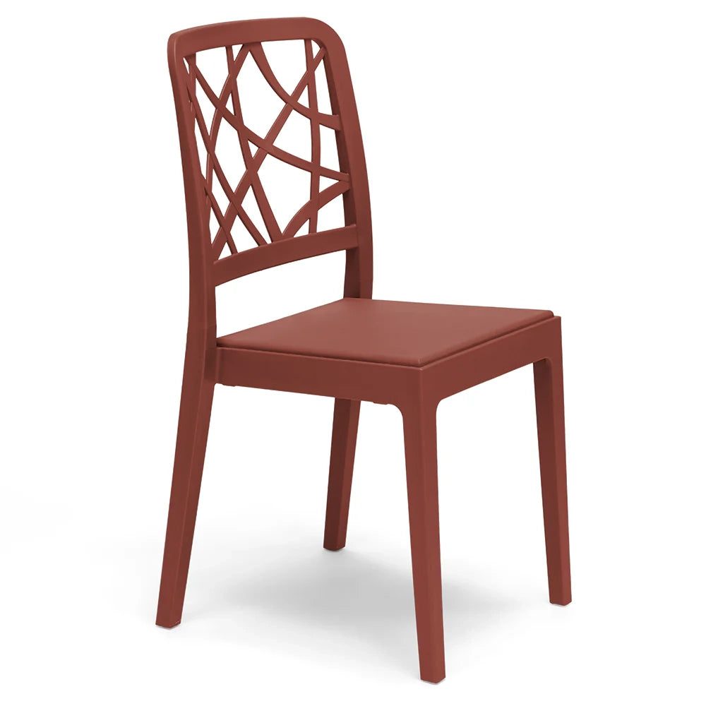 Set 2 sedie in polipropilene PENELOPE, 100% MADE IN ITALY, impilabile, resistente ai raggi UV, design moderno, ideale per sala da pranzo, cucina, sala d’attesa, bar, ristoranti o giardino, colore Mattone
