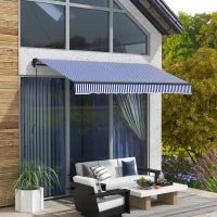 Tendalino Protezione Solare Tendalino da Terrazza, incluso Manovella, resistente alle intemperie, 247 cm x 295 cm, Blu + Bianco