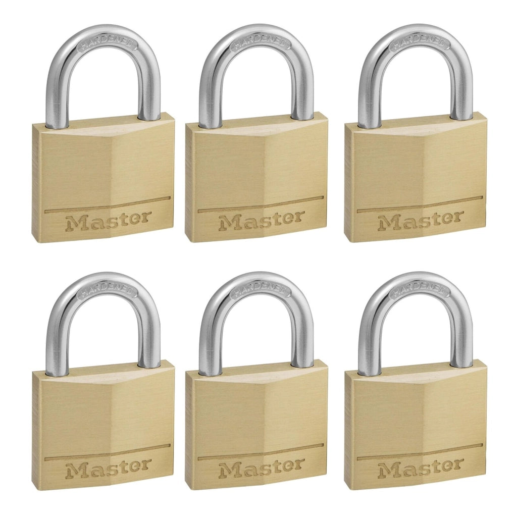MASTER LOCK 140EURSIX Lucchetto in Ottone Massiccio 40 mm 4 Pin Chiave Stessa Chiusura 6 Pezzi colore Oro