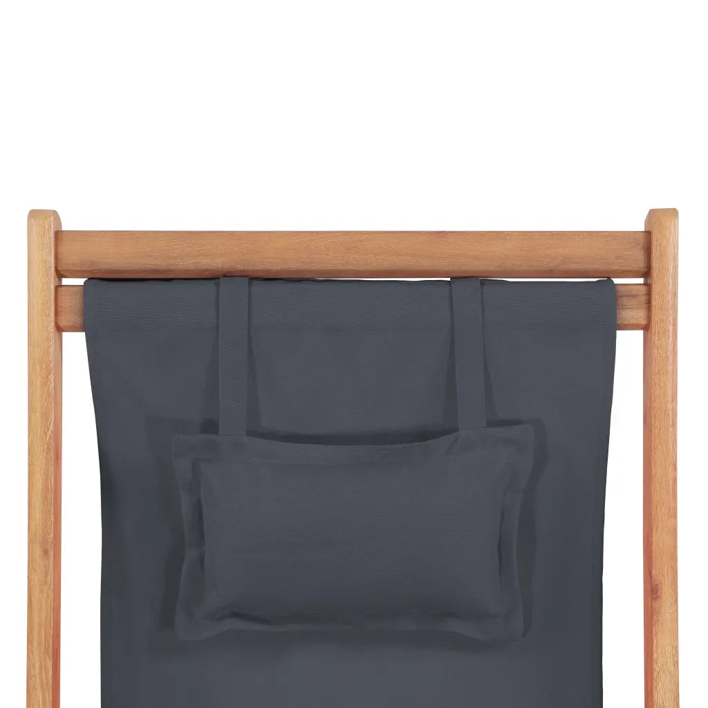 Sdraio da Spiaggia Pieghevole Telaio in Legno e Tessuto Grigio CFW8598884