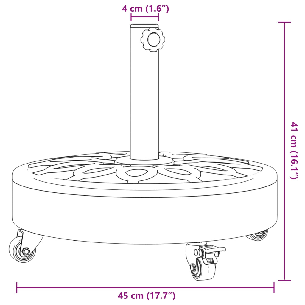 Base per Ombrellone con Ruote per Pali Ã˜38/48 mm 27 kg Rotonda