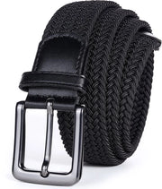 Cinturone a maglia in tessuto 125cm per uomo - adatto a pantaloni da golf, pantaloni corti e pantaloni a pinze - nero