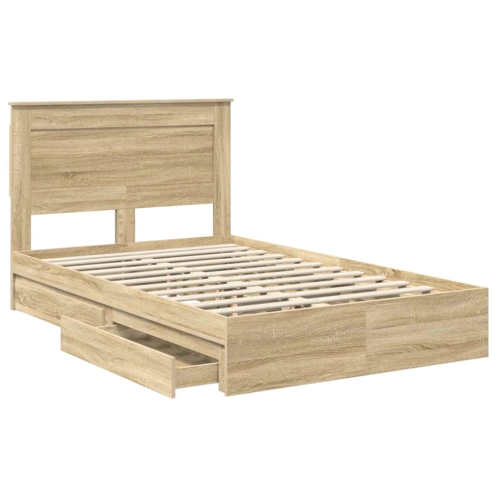 Letto con Contenitore con testiera Rovere Sonoma 120 x 200 cm