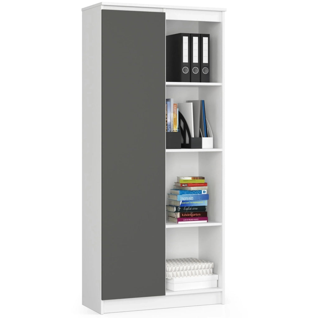 Armadio da ufficio AKORD R80 Bianca 80 cm 1 anta inserto frontale Grigio Grafite 80x35x180 cm