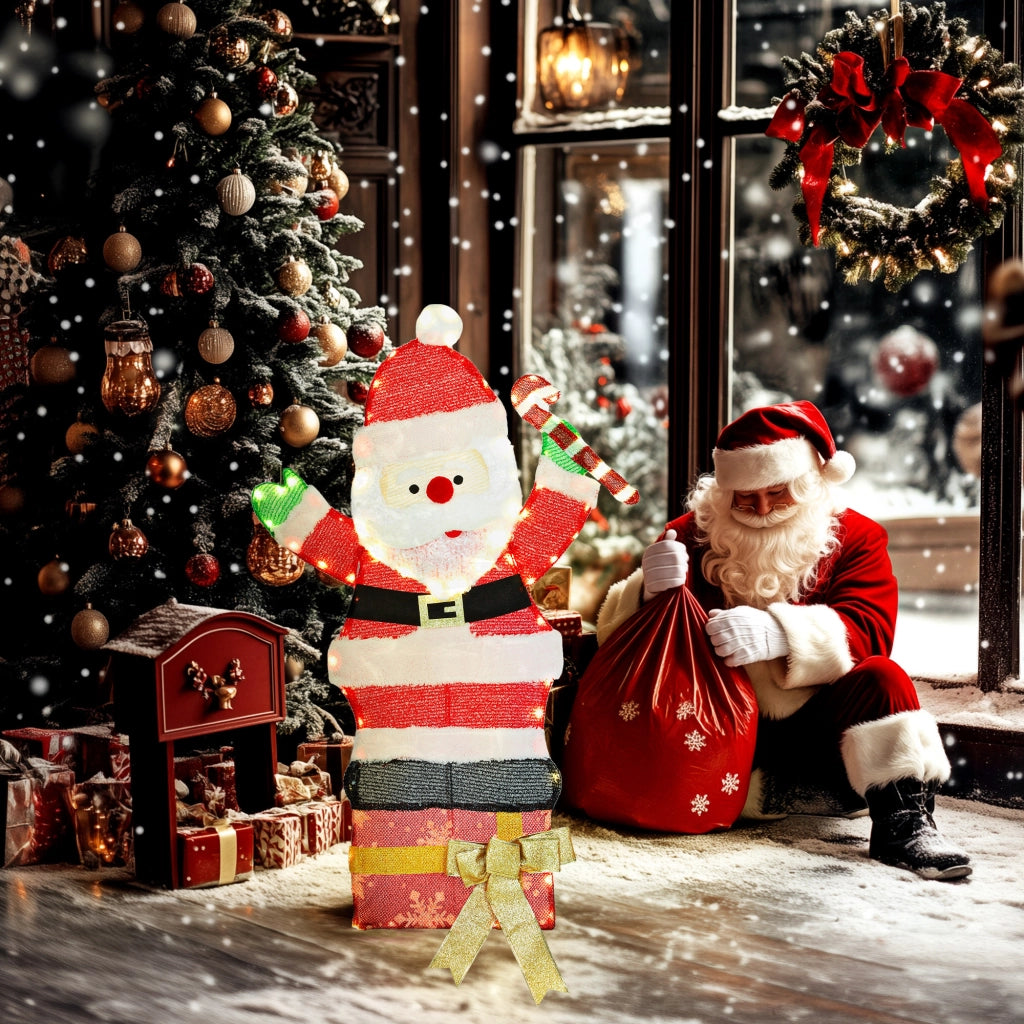 Babbo Natale Illuminato 90 cm ¨C zephmum ¨C LED 97 Bianco Caldo