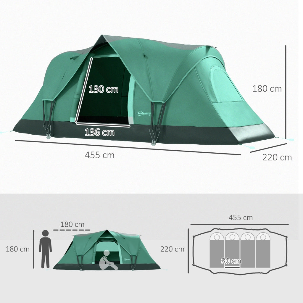Tenda da campeggio per 5-6 persone ¨C Zephmum ¨C Verde/Nero 455x220x180 cm