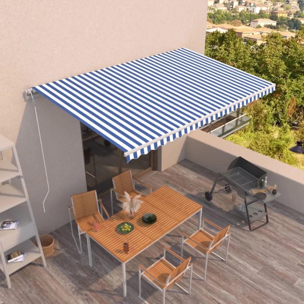 Tenda da Sole Retrattile Automatica 500x350 cm Blu e Bianca 3069026