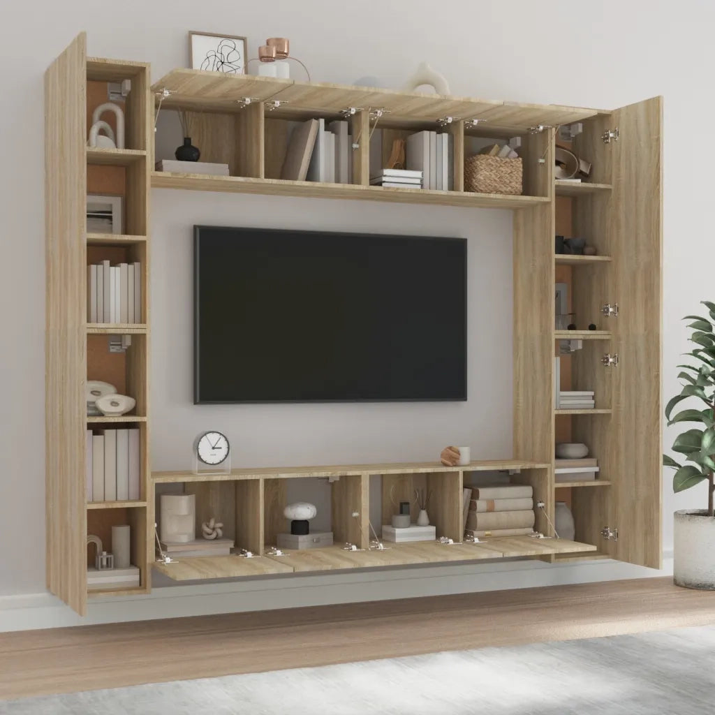 Set Mobili Porta TV 8pz Rovere Sonoma in Legno Multistrato cod mxl 11943