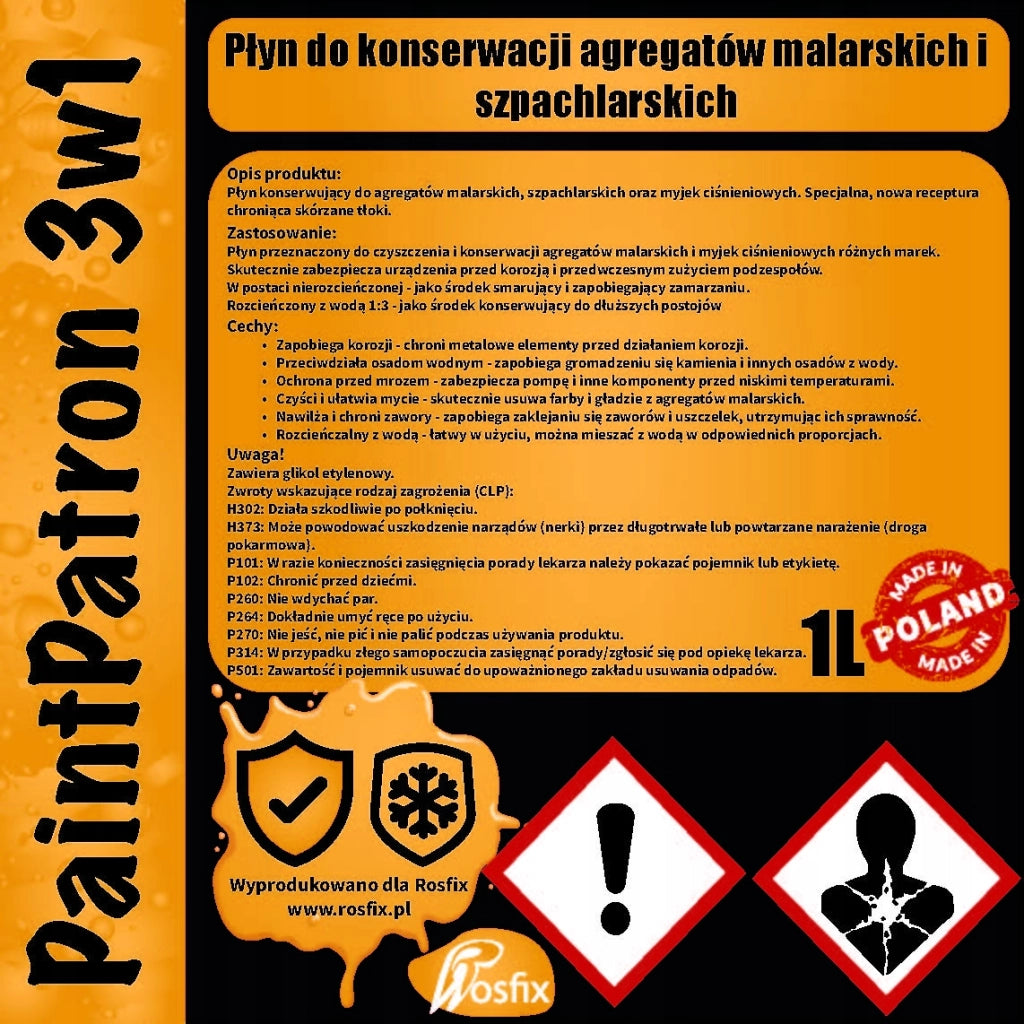 Set di Manutenzione e Pulizia per Spruzzatore Airless di Verniciatura – Rosfix PaintPatron 3in1 1L + 2 Filtri 60 Mesh