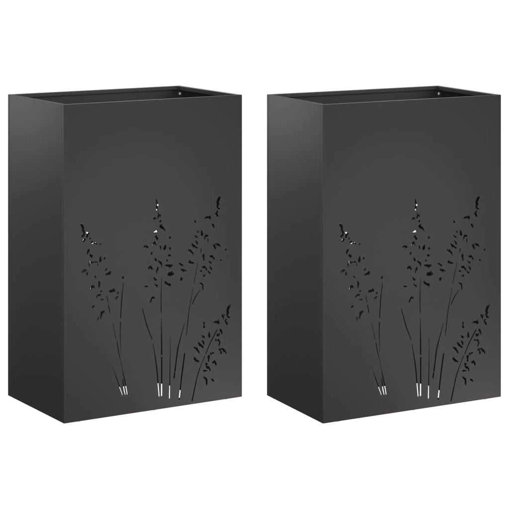 Vaso da giardino 2 pz Nero 50 x 30 x 75 cm 8005779