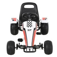Go-Kart a Pedali Bianco per Bambini 3-6 Anni con Sedile Regolabile, Ruote in Plastica, Freno a Mano e Cambio