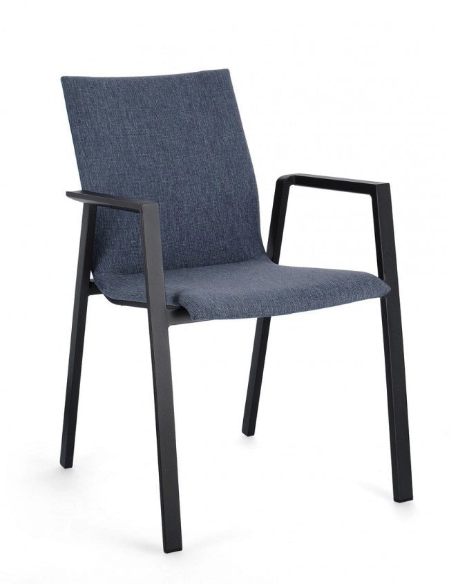 Set 4 Sedie da Giardino 55,5x60x83h cm con Braccioli Odeon Antracite Denim