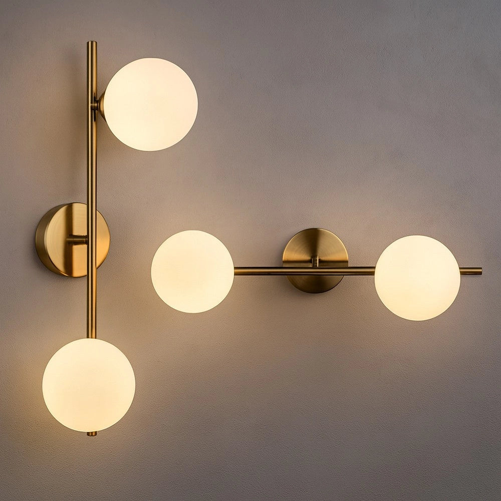 Trade Shop - Applique Da Parete Struttura In Metallo Bronzo Minimal Con Attacco G9 2 Sfere Opache Aq41 -