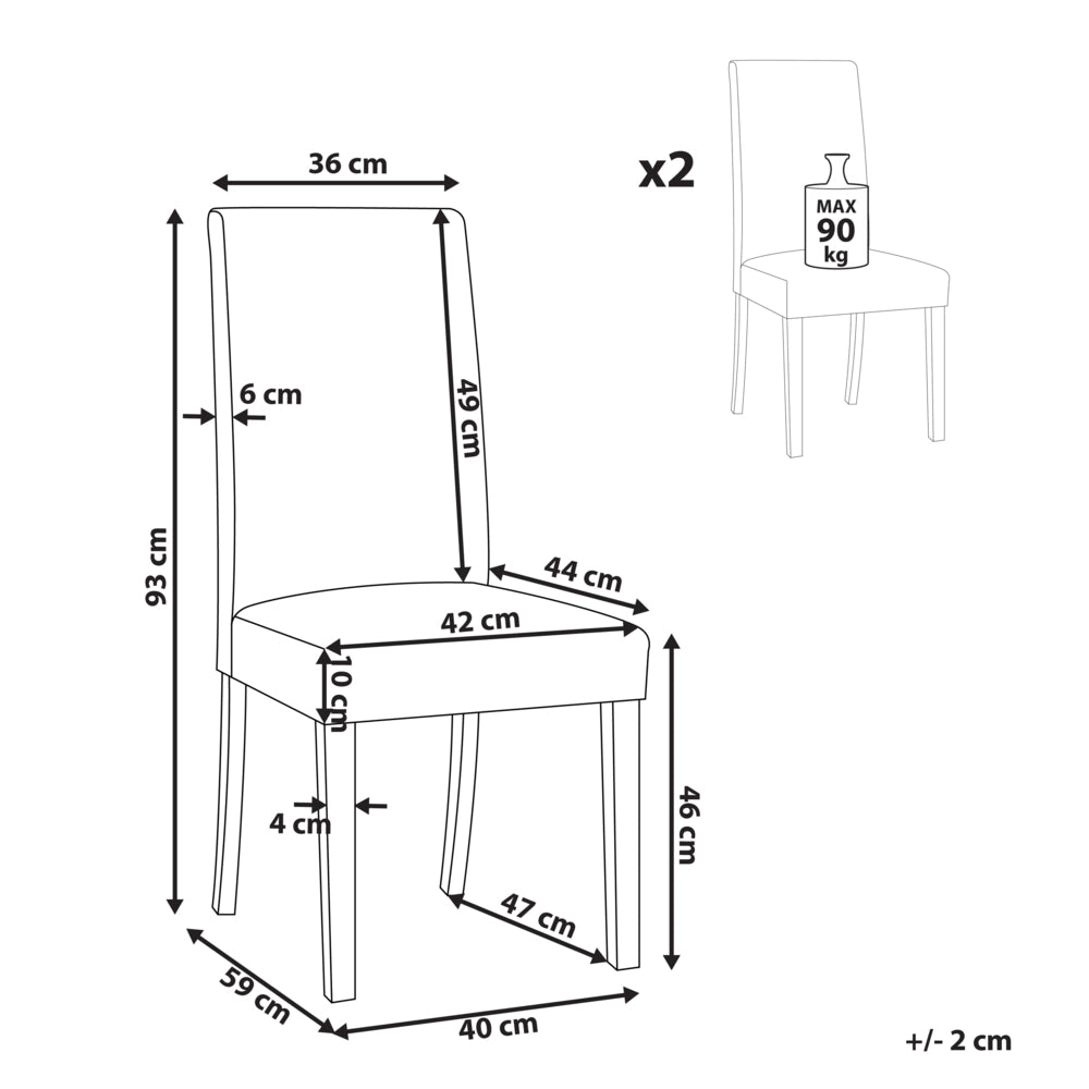 Set di 2 sedie da pranzo in ecopelle marrone con gambe in legno tradizionali