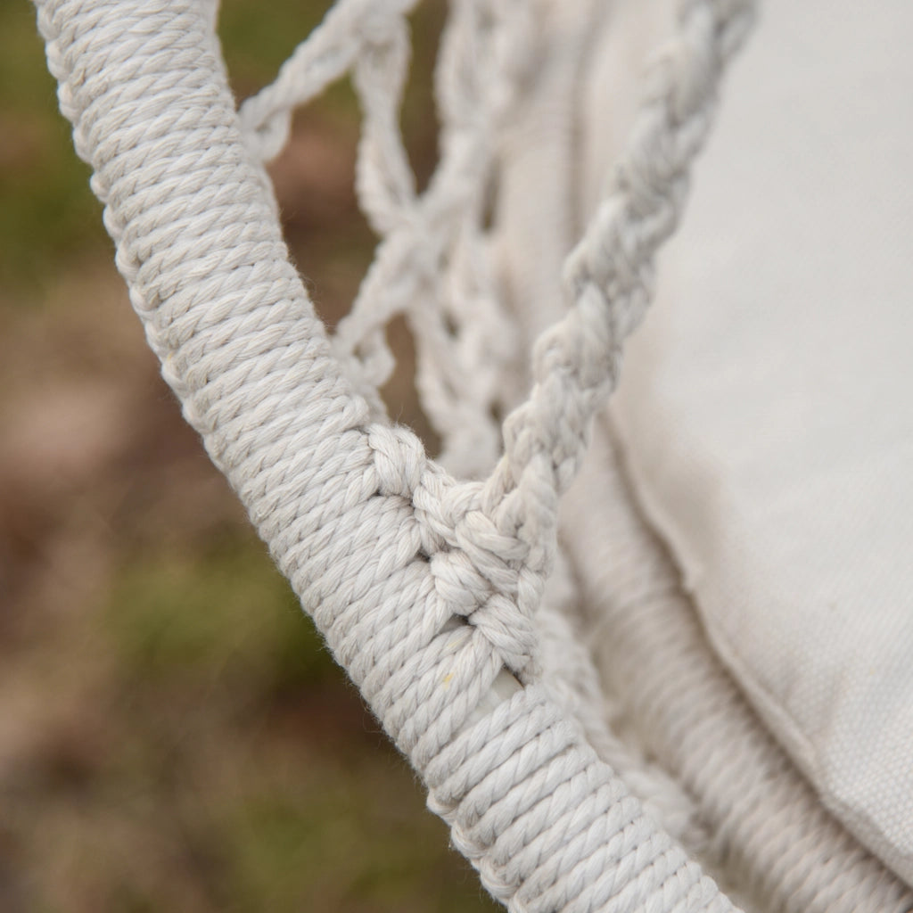 Sedia sospesa rotonda ¨C zephmum ¨C ?60 cm, corda di cotone, cuscino, 80x80x42 cm, beige