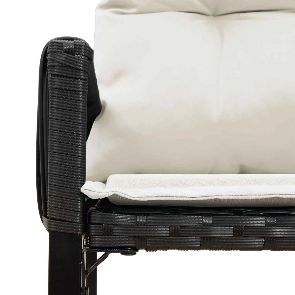 Set di Mobili da Esterno 7 pcs Nero e Bianco Crema polyrattan