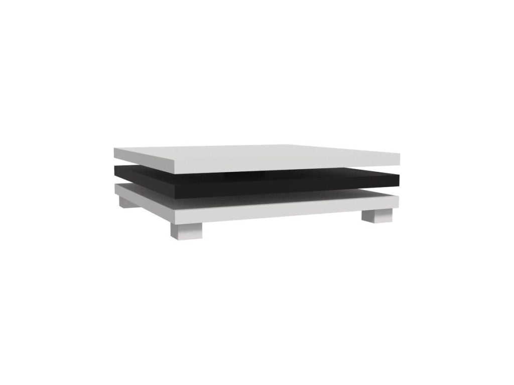 Tavolino "Elena" - 80 x 80 x 32 cm - Bianco / Nero