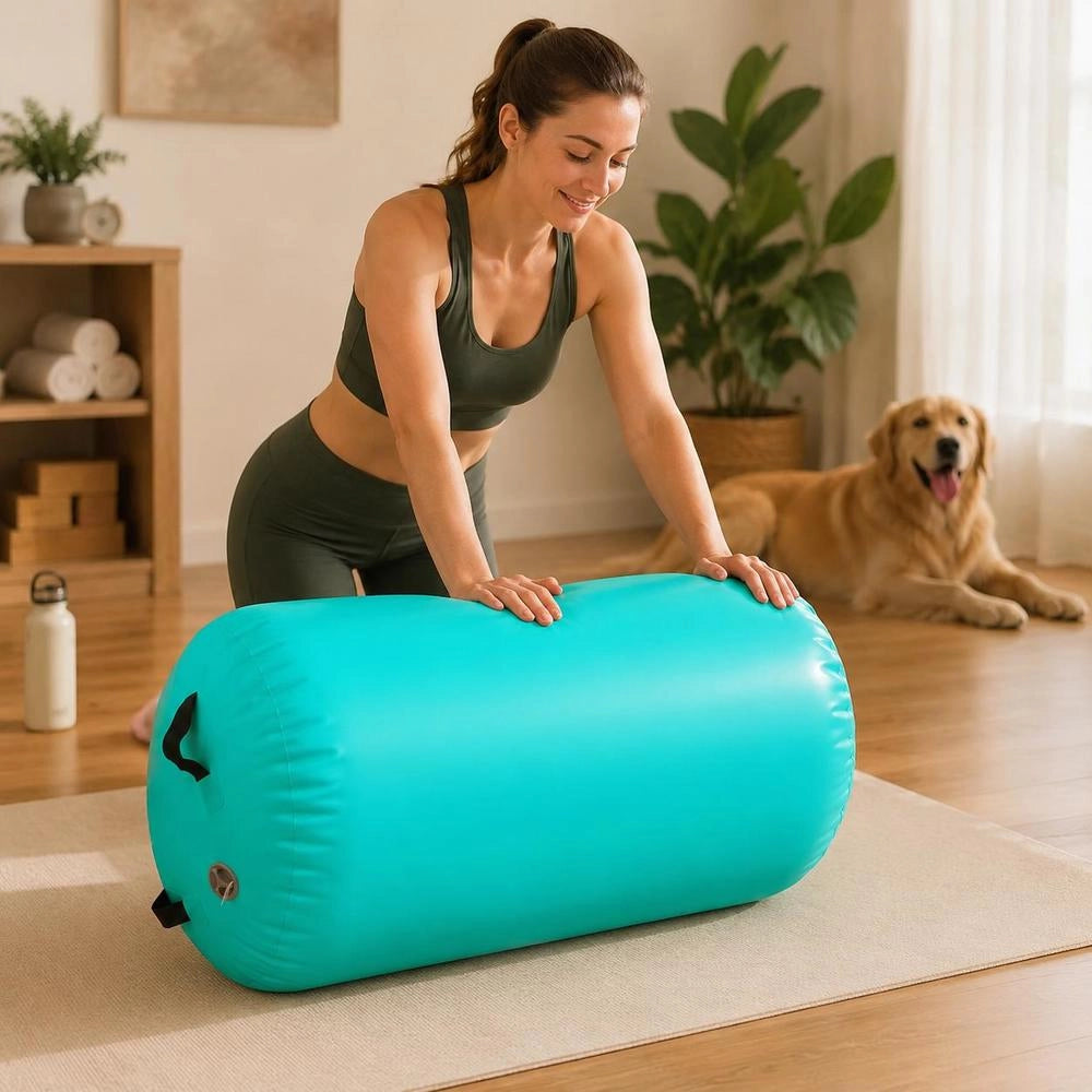 Inflatable Gymnastics Roller With Pump 100x60 Cm PVC Green