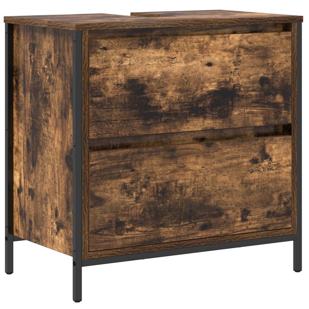 Set di mobili da bagno 5 pezzi in legno ingegnerizzato rovere affumicato