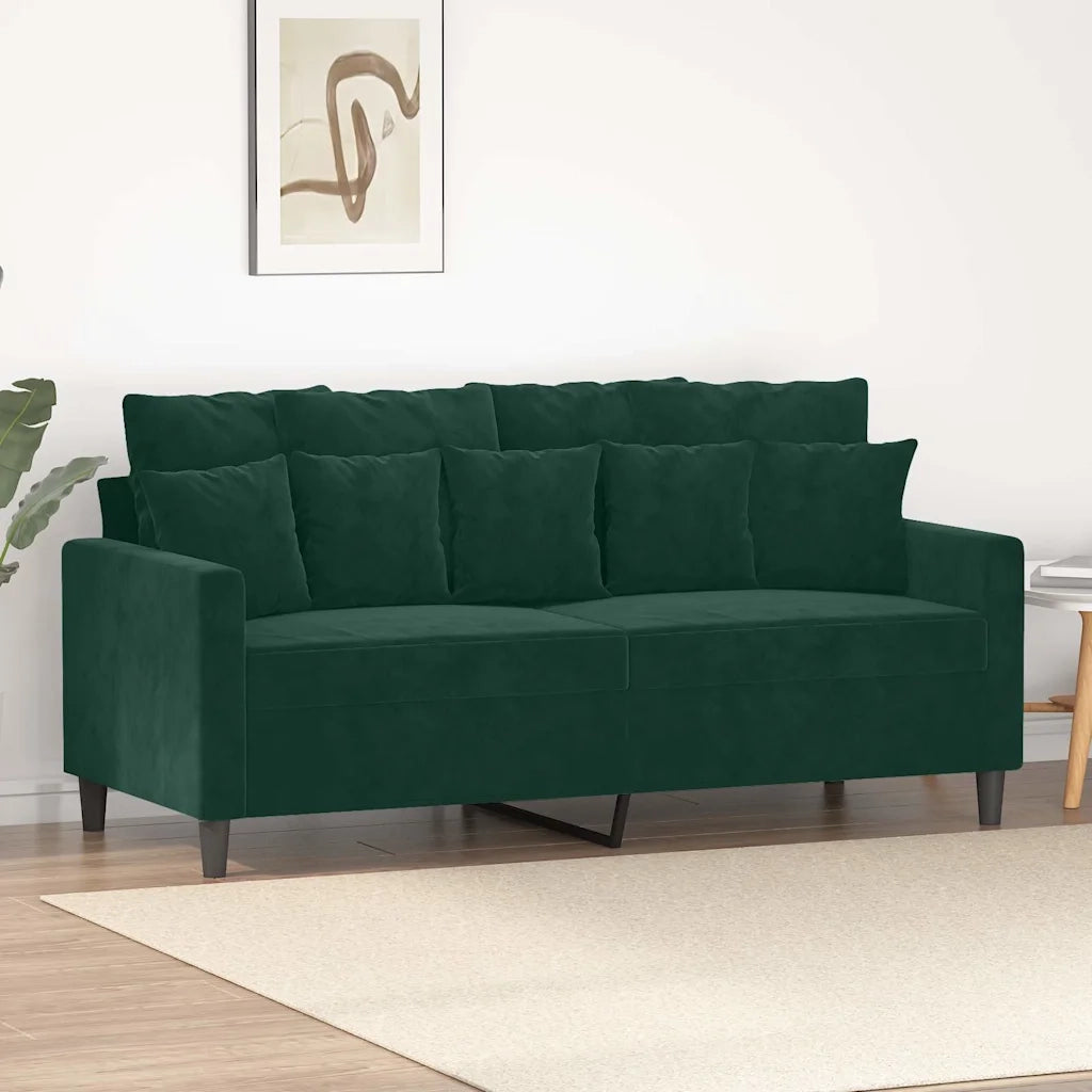 Divano a 2 Posti Verde Scuro 140 cm in Velluto 359305