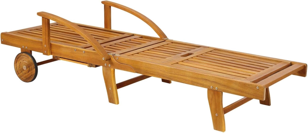 Sedia a Sdraio 2x Tami Sun in Legno Acacia Tavolino Estraibile Lettino Prendisole Pieghevole