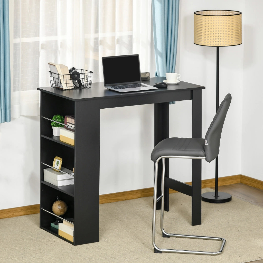 Tavolo da bar con mensole ¨C zephmum ¨C in legno, nero, 112x57x106cm