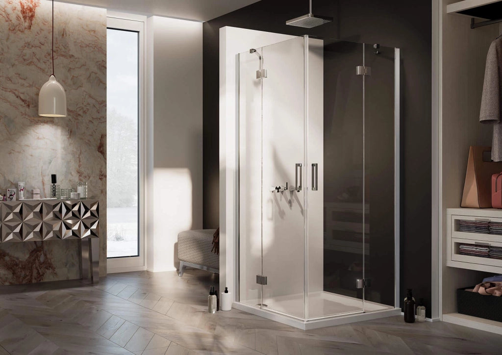 Box Doccia Angolare 75x80 cm 2 Ante Battenti in Cristallo Trasparente 6mm H190 Fosterberg Herning