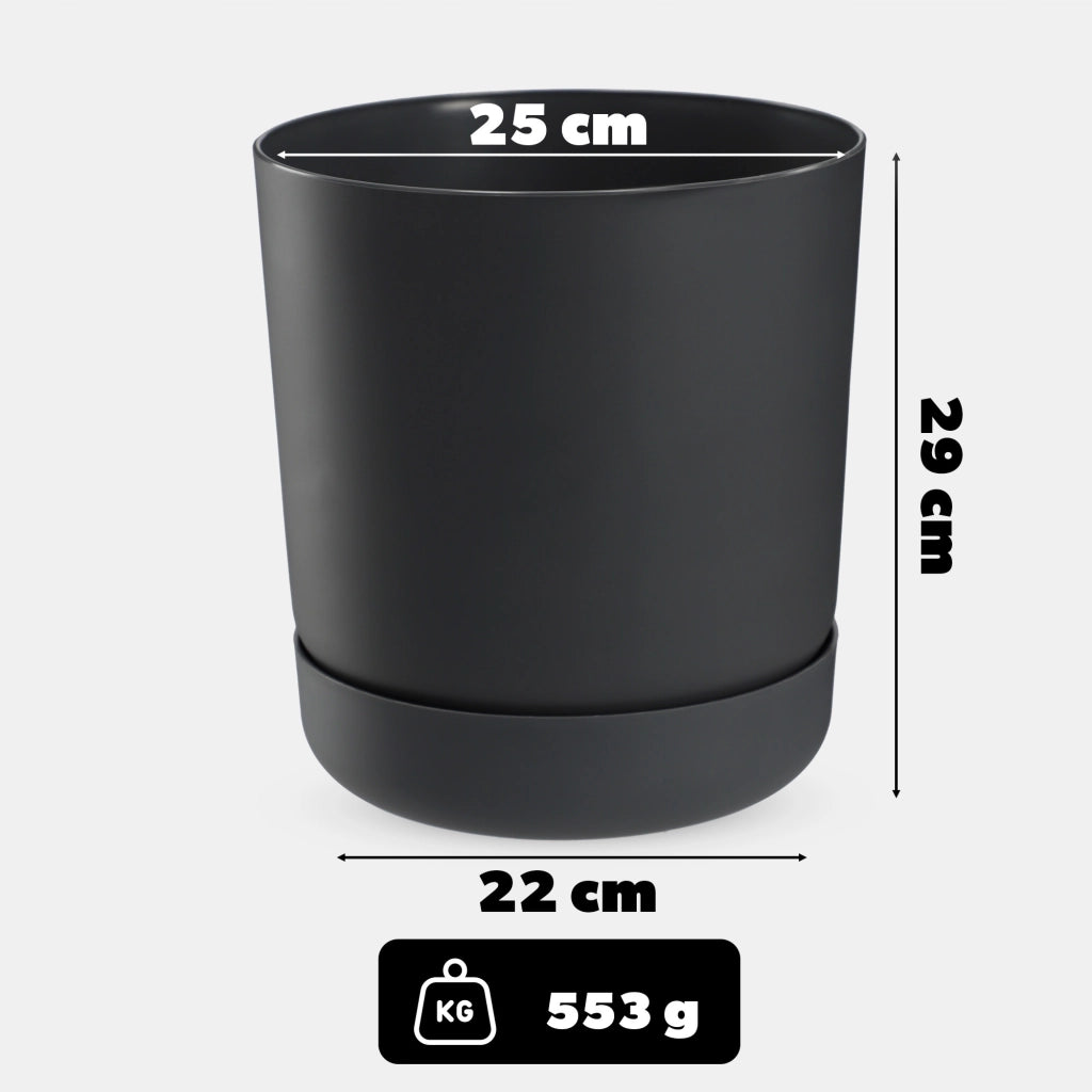 Vaso da fiori KADAX con supporto, coperchio, ciotola rotonda, 25 cm, antracite