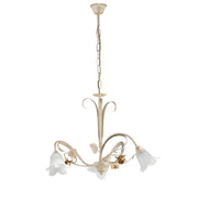 Lampadario Arte Povera Cestino 3 Luci Avorio e Bianco LuceArt Classic