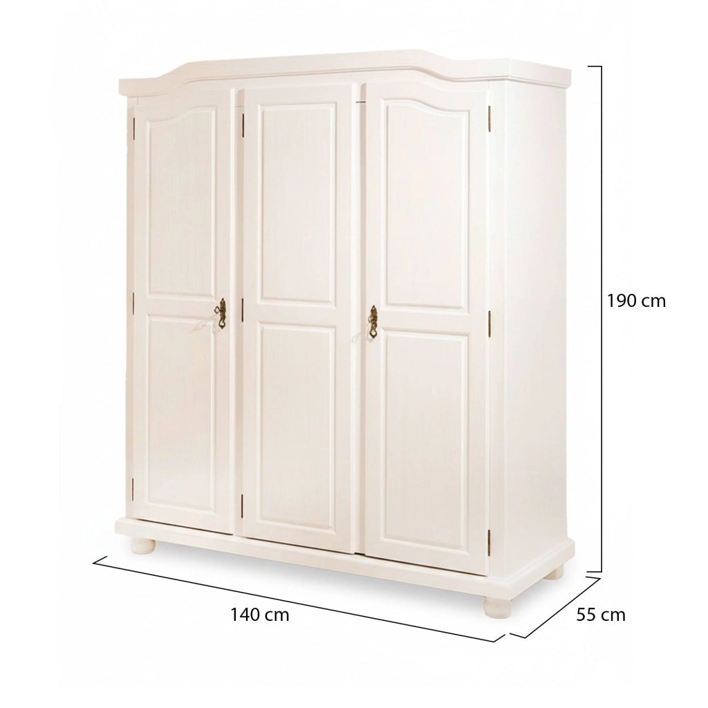Calosso, Guardaroba 3 ante\ Appendiabiti, 150x180h cm Bianco