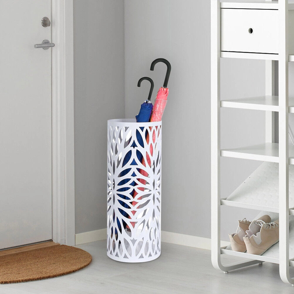 Porta Ombrelli Decorato H. 49 cm Metallo Verniciato Interno Esterno con Vaschetta Salvagoccia