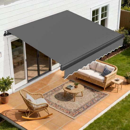 Sistema di Chiusura Elettrico 2,5x2 m Grigio Esterno Ombreggiatore Solare