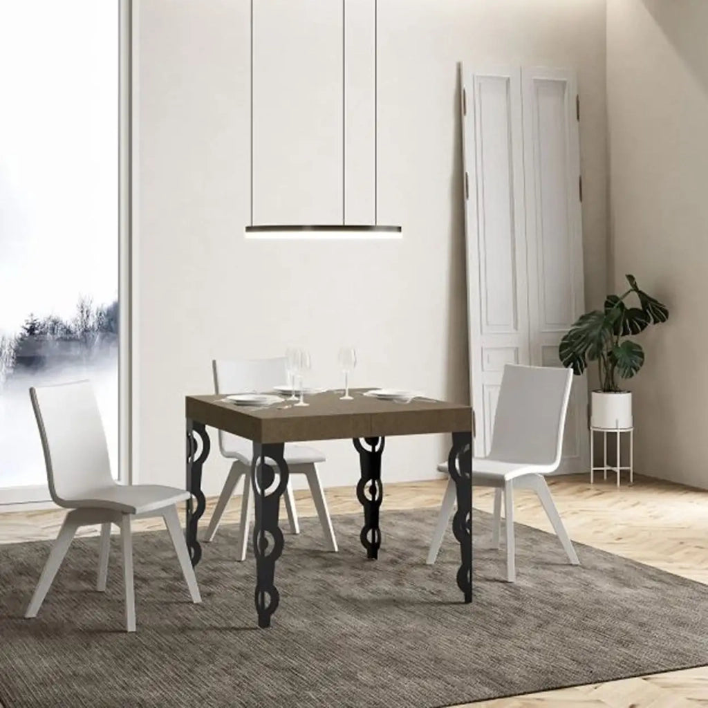 Tavolo allungabile 90/246x90 cm Karamay Premium tortora gambe antracite