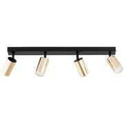 Plafoniera barra nera 60 cm 4 spot oro GU10 Alfa ATLET
