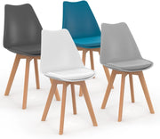 Set di 4 sedie scandinave SARA in grigio scuro, grigio chiaro, bianco e blu