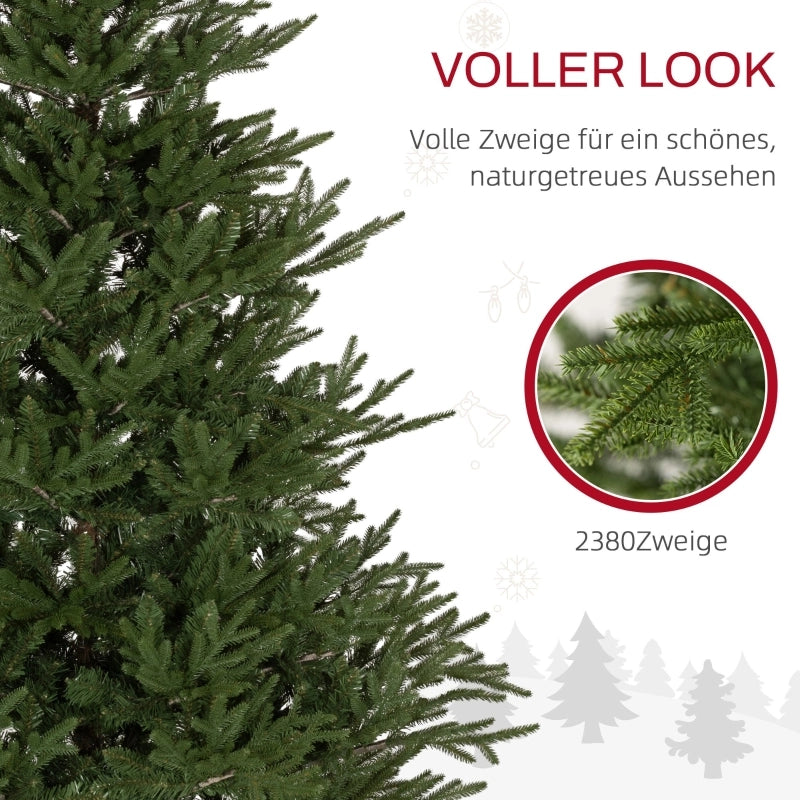 Albero di Natale alto 183 cm, dall'aspetto realistico, facile da montare, con supporto incluso, in plastica ignifuga.