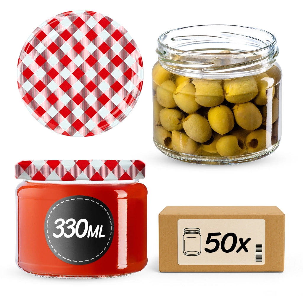 KADAX Sonka vasetti 330ml 50pz 82mm + coperchio "Red Grid"